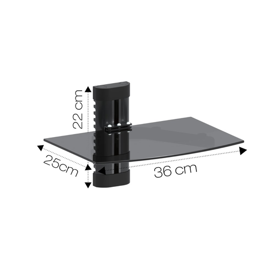 Dihl Black Floating Glass Shelf | TV Accessory Wall Mount