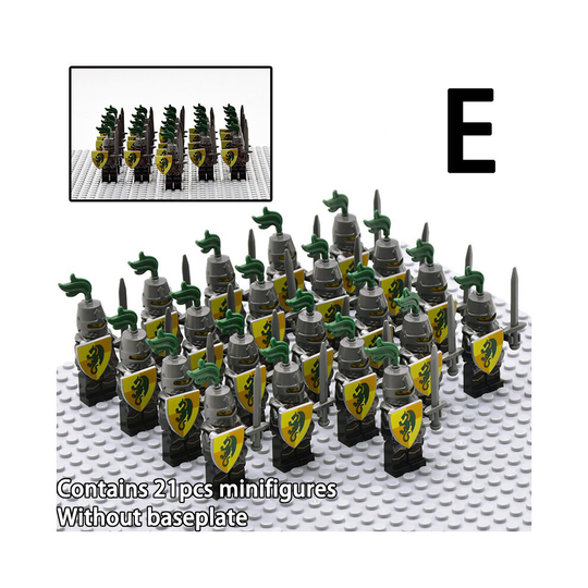 (E) 7 styles 21pcs building block minifigures ancient medieval soldiers without baseplate army