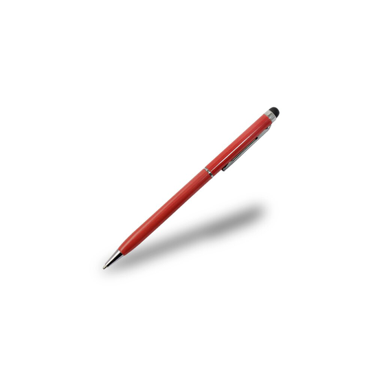 (Red) Slim 2 in 1 Ballpoint Pen & Capacitive Stylus for Smartphones, Tablets and PC's