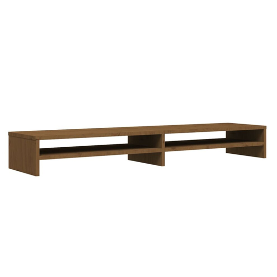 (honey brown) vidaXL Solid Wood Pine Monitor Stand Black Wooden Desktop Riser Display Shelf