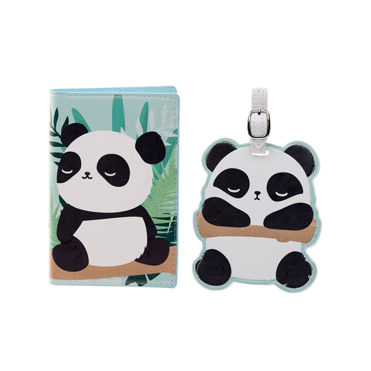 Fun Novelty Pandarama Luggage Tag and Passport Cover Set