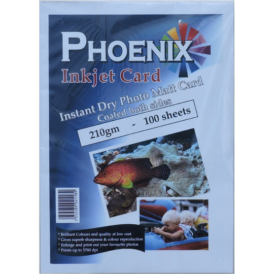 100 Sheets Phoenix A4 210gsm Double Sided Photo Matt/ Matte Card