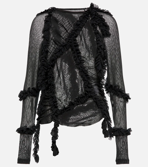 Frill-trimmed mesh top