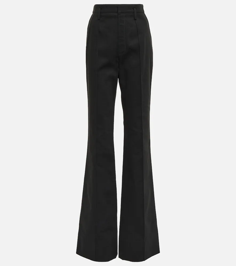 High-rise flared cotton pants