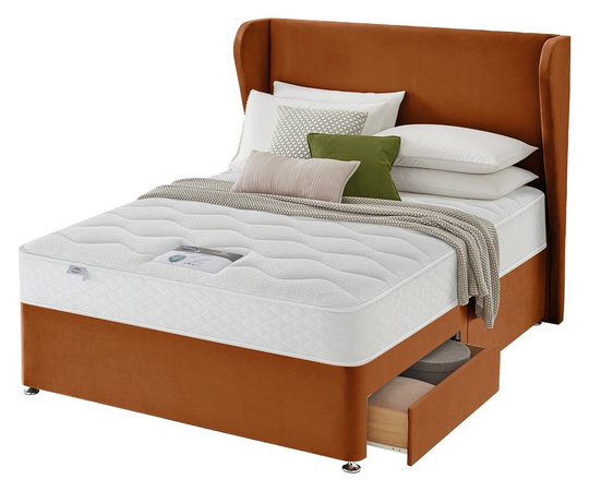 Silentnight 1000 Pkt Memory Kingsize 2 Drw Divan Bed - Amber