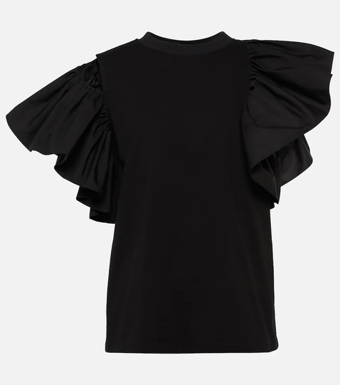 Ruffled cotton jersey top