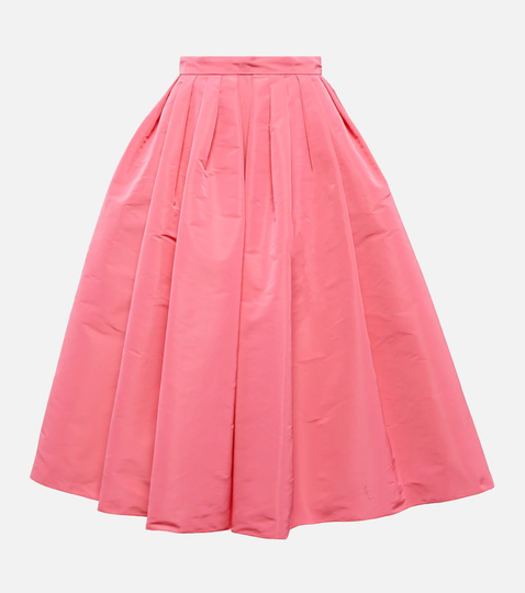 Gathered polyfaille midi skirt