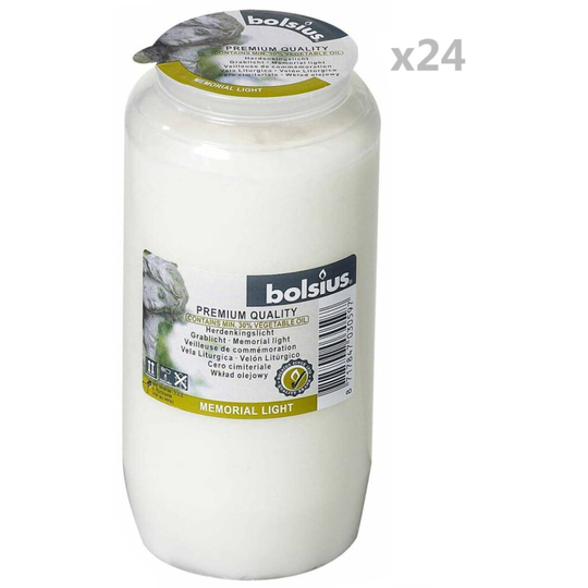 Bolsius 24x Memorial Grave Lights Compo No 7 Transparent Remembrance Candles