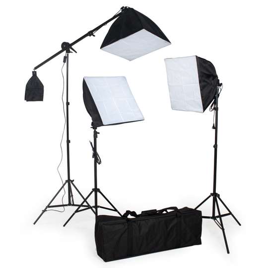 tectake Photography lighting studio set - studio lights, softbox, studio lighting photography - black