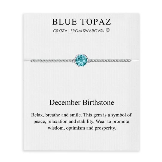 December (Blue Topaz) Birthstone Anklet Created with Swarovski Crystals