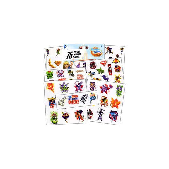 Dc Super Hero girls - 75 Assorted Temporary Tattoos