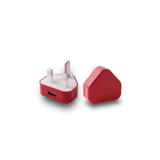 (Red) Ameego UK USB Adapter Plug | UK USB Wall Charger