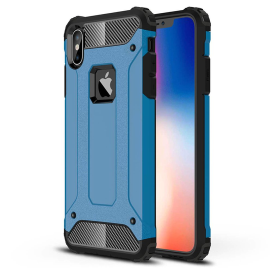 (Blue, For Apple iPhone XS Max) Hybrid Armour Shockproof Bumper Phone Case
