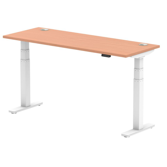Dynamic Air 1600/600 Beech Height Adjustable Desk with Cable Ports with White Le