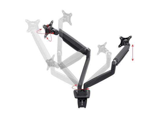 Smooth Full Motion Dual Monitor Adjustable Gas Spring Desk Mount | For Up To 34 Inch Monitors | Max 9 kg (19.8 lbs) Per Display | Workstream Collectio