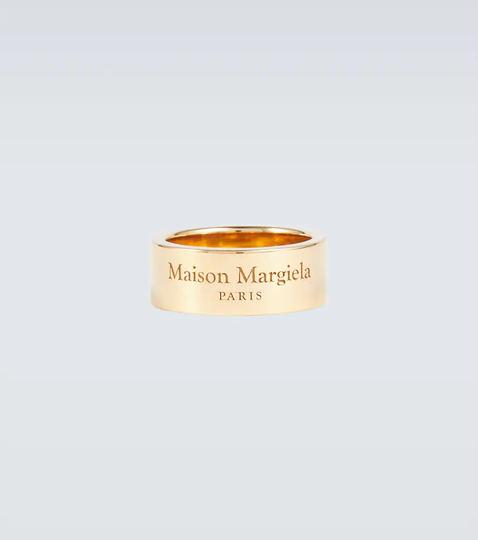 Logo-engraved sterling silver ring