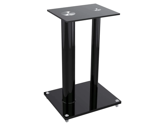 Glass Floor Speaker Stands (Pair) | Black | Support Up to 10 kg (22 lbs) | Teered Glass With Aluminum Vertical Supports