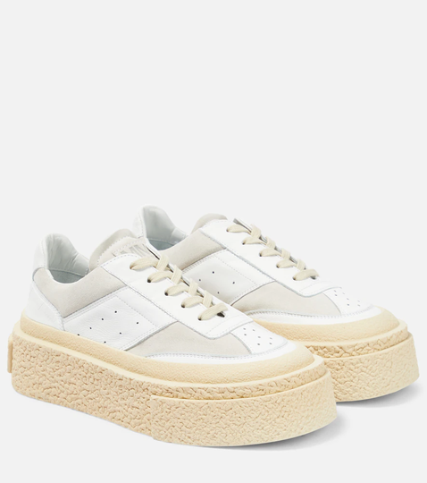Leather platform lace-up sneakers