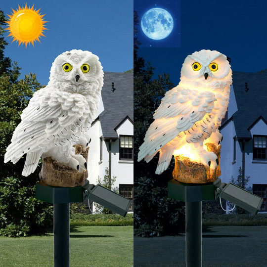 LED Powered Garden Light Outdoor Lawn Statue Owl Solar Yard Lamp