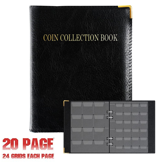 480 Pockets Classic Coin Collection Book, Leather Coin Album Durable