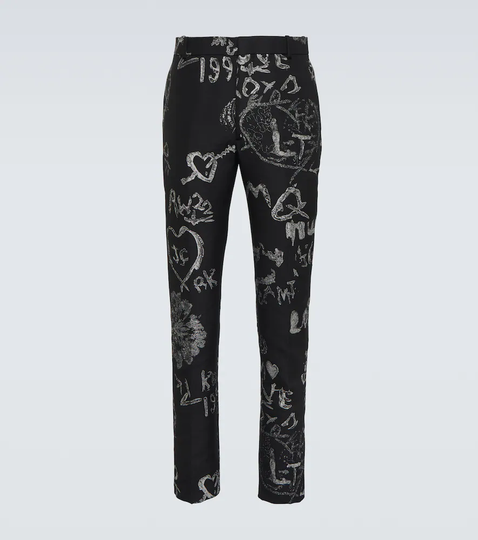 Jacquard mid-rise suit pants