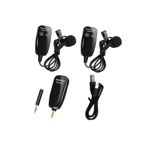 XIAOKOA UHF Lavalier Lapel Wireless Microphone 2 Transmitter to 1