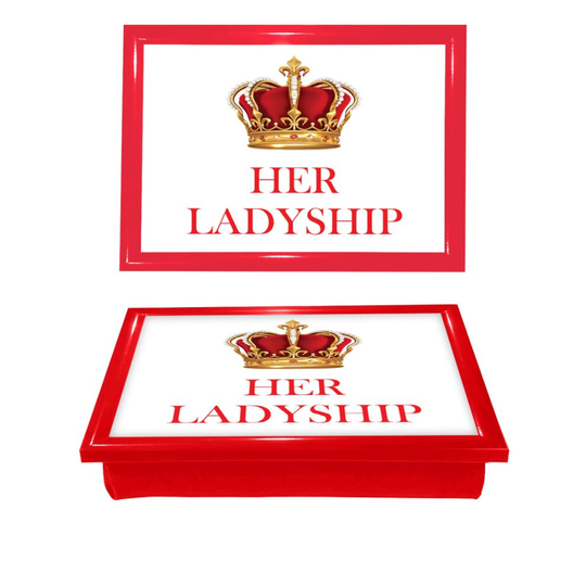 (Her ladyship) Soft Cushion Padded Lap Tray with wipe-clean surface Breakfast Dinner TV Laptop Writing Laptray