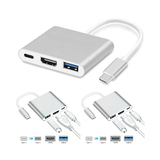 3 in 1 Hub Type C to USB-C HDMI USB 3.0 OTG Adapter Cable For PC Laptop HDMI TV