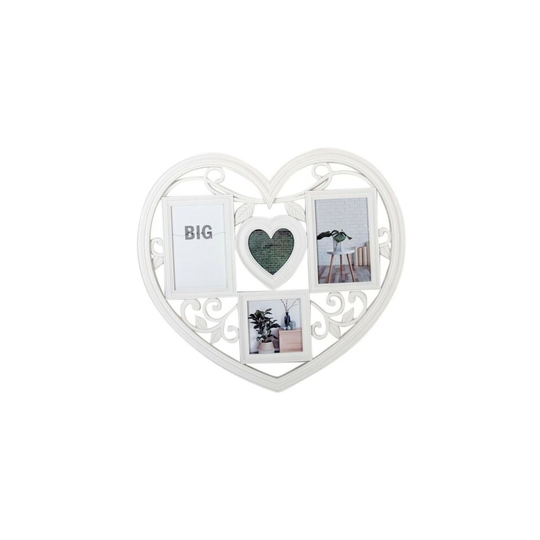 White Heart Shaped Photo Collage Photo Frame Photo Frame Holds 4 Photos