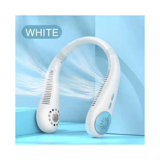 (White) Portable Leafless Hanging Lazy Neck Fan 360 Degree