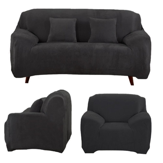 (1. Black, 4 Seater(235-300cm)) Stretchable 1/2/3/4 Seater Sofa Cover Slipcover Settee Couch Protector