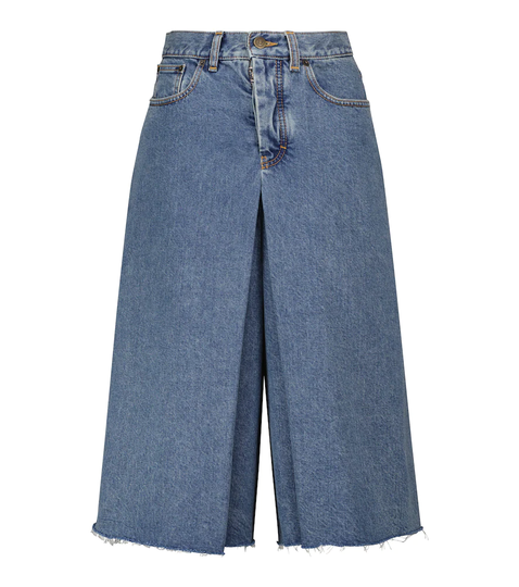 High-rise denim culottes