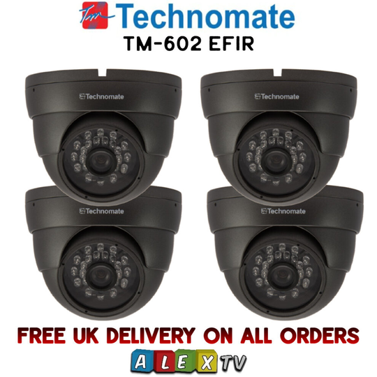 4 x Technomate Vandal Resistant IR Eyeball Dome CCTV Security Camera TM-602 EFIR