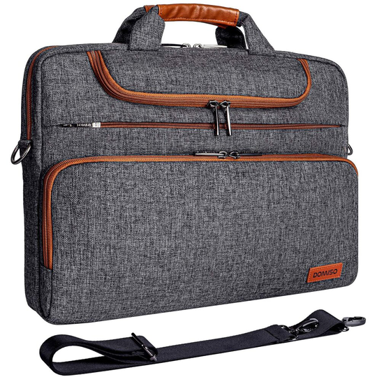 DOMISO 17 Inch Multi-Functional Laptop Sleeve Business Briefcase Waterproof Messenger Shoulder Bag for 17"-17.3" Notebooks/Dell/Lenovo/Acer/HP/MSI/ASU