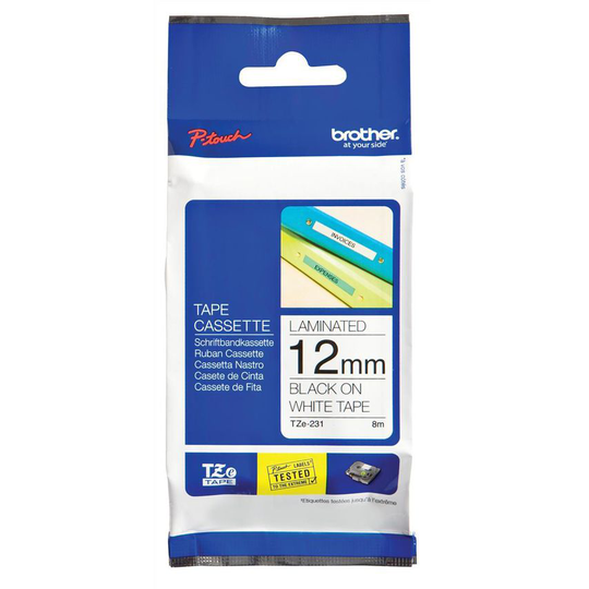 Brother Brotherptouch TZE8MTP12mm Black/White TZE231