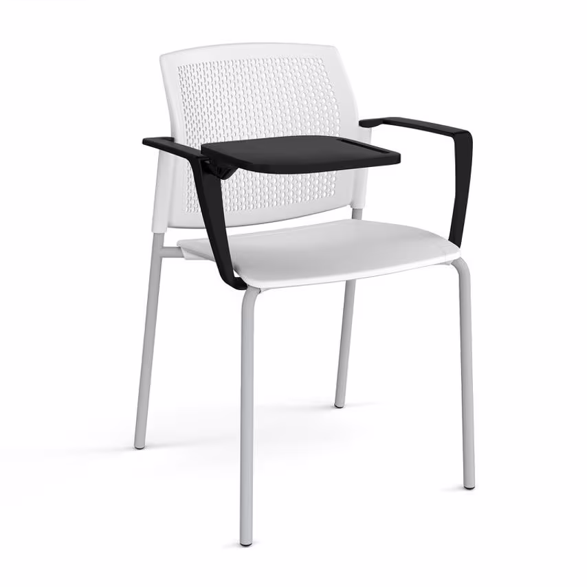 Dams MTO Santana 4 Leg Stacking Chair with Plastic Seat and Perforated Back, Gre