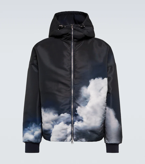 Cloud-print hooded jacket
