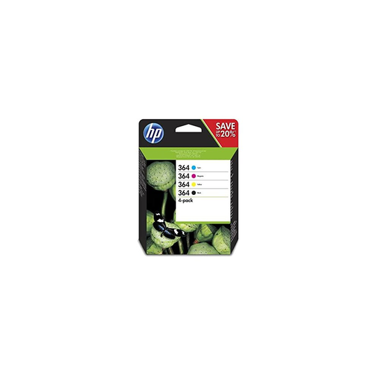 HP 364 4-Pack Black and Colour Original Ink Combo Pack Page Yield B 250/C 300/M 300/Y 300 (P/N N9J73AE)