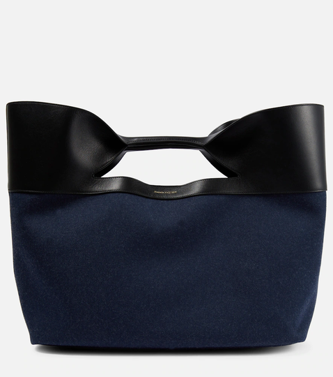 The Bow leather and denim tote bag