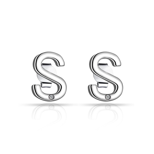 Initial Earrings Letter S Created with Swarovski Crystals