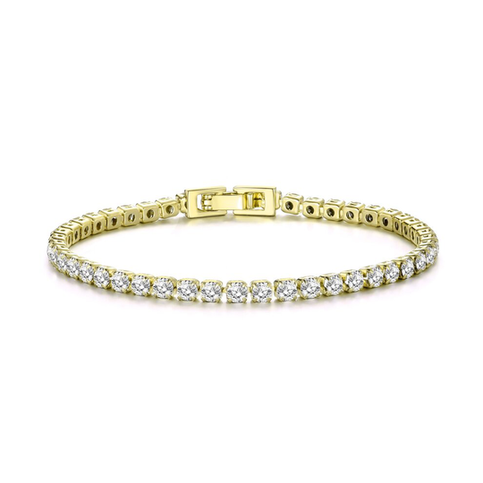 Gold Plated 3mm Tennis Bracelet Created with Swarovski Crystals