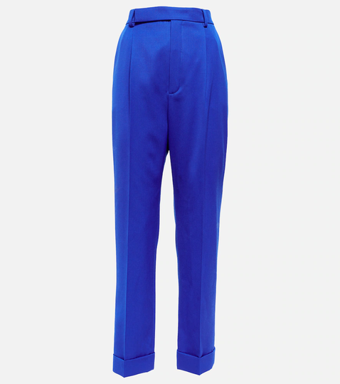High-rise wool gabardine pants