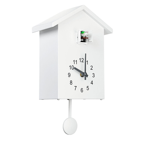 Cuckoo Quartz Wall Clock Modern Bird Home Living Room Hanging Watch Office Decor WHITE COLOR