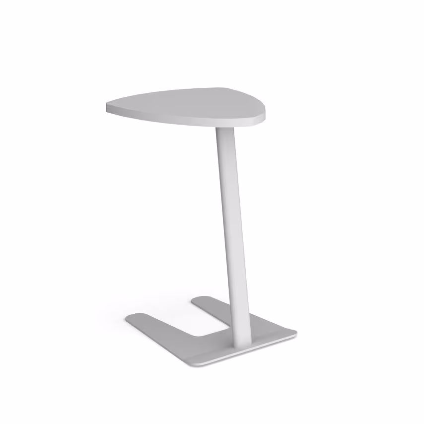 Social Spaces Buddy Laptop Table with White Frame and Shield Top, Kendal Oak