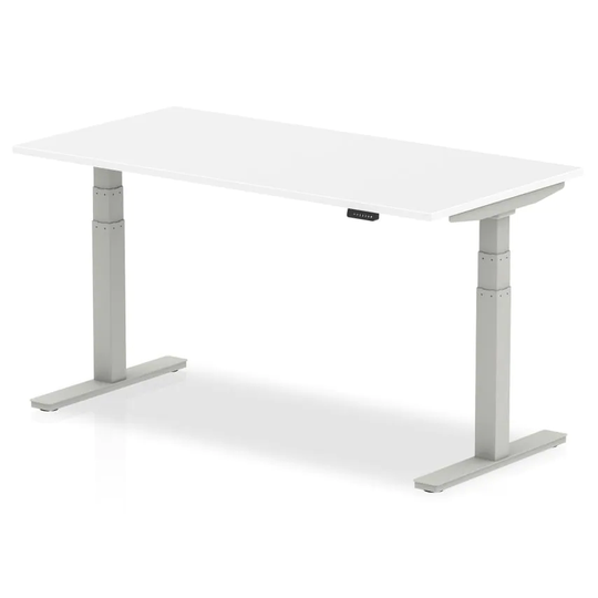 Dynamic Air 1600/800 White Height Adjustable Desk with Silver Legs