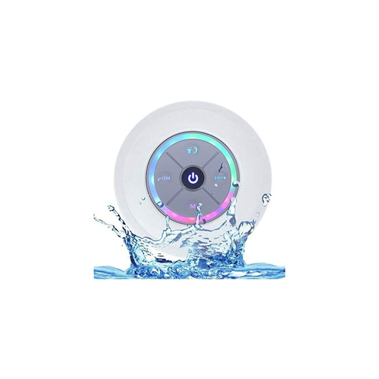 (White) Wireless Bluetooth Speaker Waterproof Led Shower Speaker FM Radio TF Card