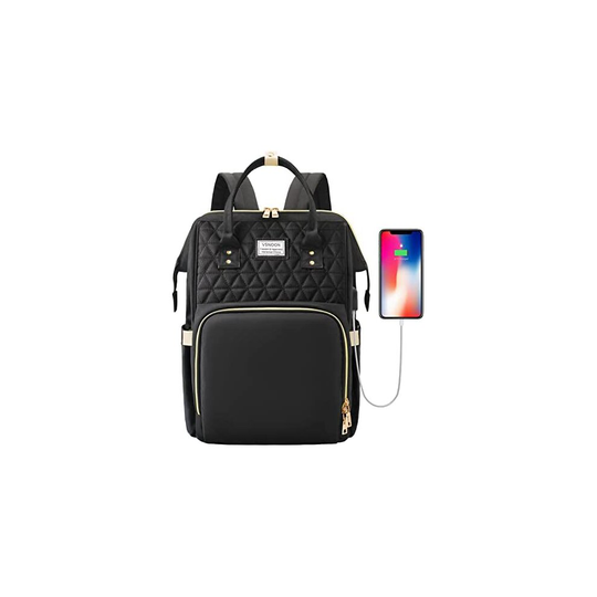 Laptop Backpack for Women,15.6 Inch Stylish Laptop Rucksack Wide Open, College School Backpack with USB Charging Port, Water Resistant Travel Business