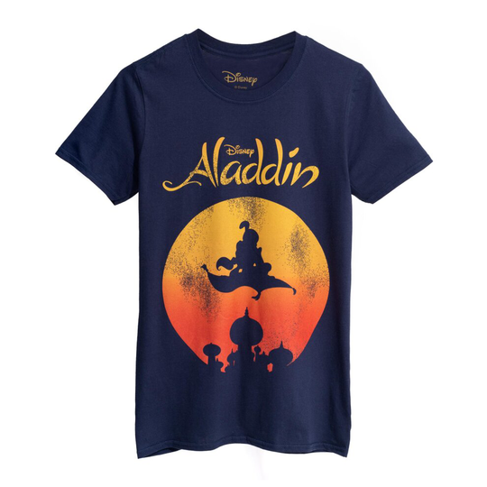 (XXL) Disney Aladdin T-Shirt Mens Adults Short Sleeve Cotton Navy Top