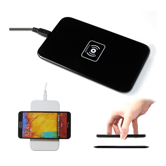 (Black) Ultra-Thin Universal QI Wireless Charger Plate For Android Phones