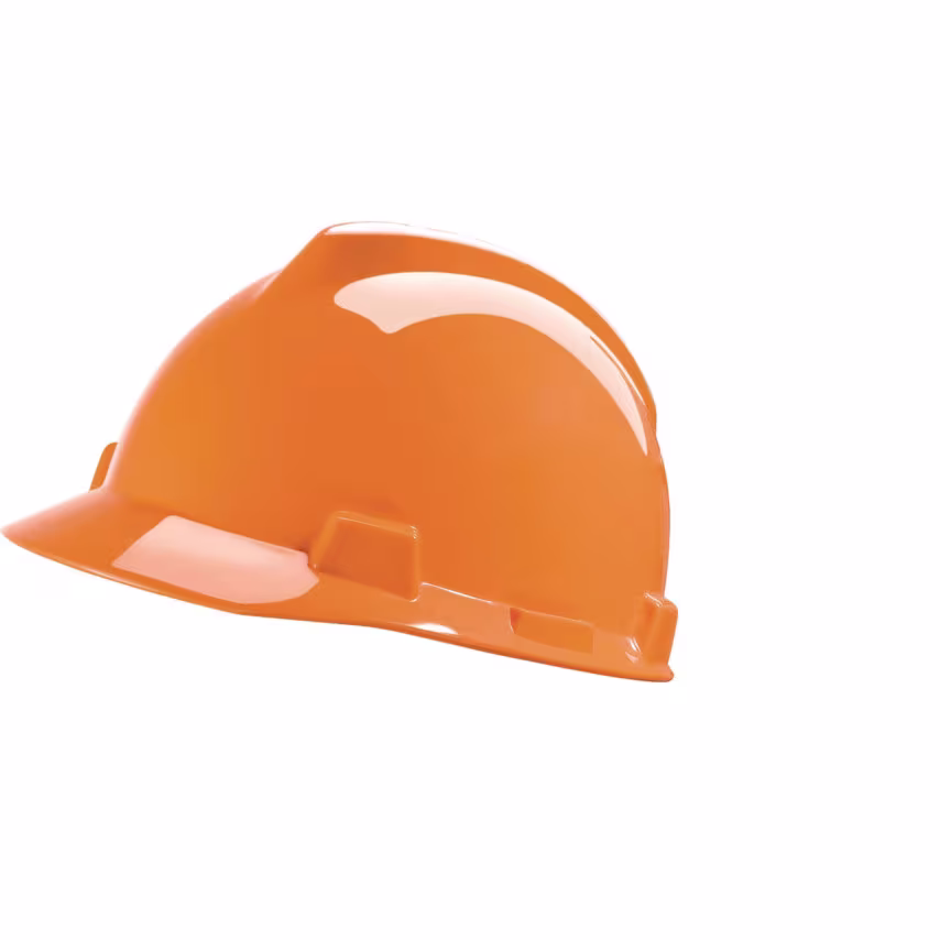 MSA GV161 V-Gard Safety Helmet, PushKey Sliding Suspension, Orange